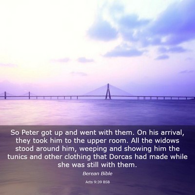 Picture 03 - Acts 9:39 BSB - So Peter got up and went with them. On his - Bible Verse Picture