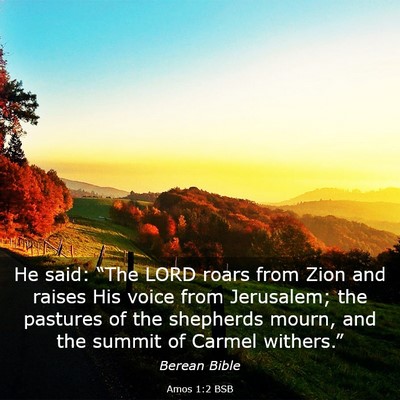 Picture 03 - Amos 1:2 BSB - He said: “The LORD roars from Zion and raises - Bible Verse Picture
