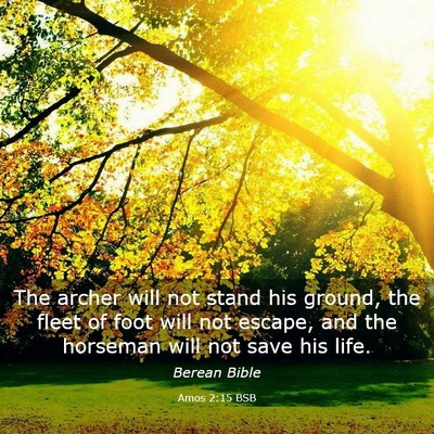 Picture 03 - Amos 2:15 BSB - The archer will not stand his ground, the fleet - Bible Verse Picture