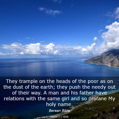 Picture 03 - Amos 2:7 BSB - They trample on the heads of the poor as on the - Bible Verse Picture