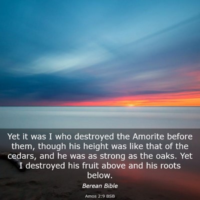 Picture 03 - Amos 2:9 BSB - Yet it was I who destroyed the Amorite before - Bible Verse Picture