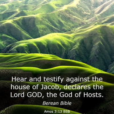 Picture 03 - Amos 3:13 BSB - Hear and testify against the house of Jacob, - Bible Verse Picture