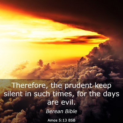 Picture 03 - Amos 5:13 BSB - Therefore, the prudent keep silent in such times, - Bible Verse Picture