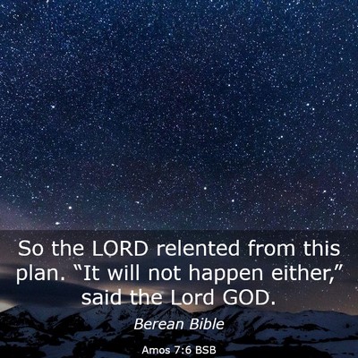 Picture 03 - Amos 7:6 BSB - So the LORD relented from this plan. “It will - Bible Verse Picture