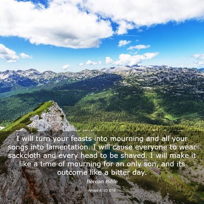 Picture 03 - Amos 8:10 BSB - I will turn your feasts into mourning and all - Bible Verse Picture