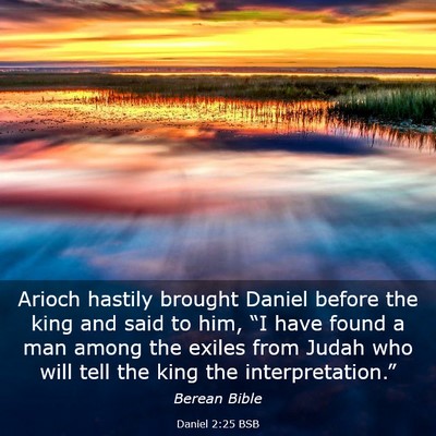 Picture 03 - Daniel 2:25 BSB - Arioch hastily brought Daniel before the king and - Bible Verse Picture