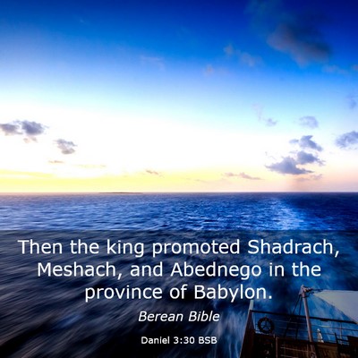 Picture 03 - Daniel 3:30 BSB - Then the king promoted Shadrach, Meshach, and - Bible Verse Picture