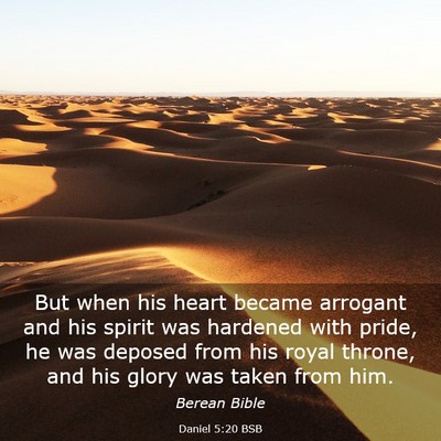 Picture 03 - Daniel 5:20 BSB - But when his heart became arrogant and his spirit - Bible Verse Picture