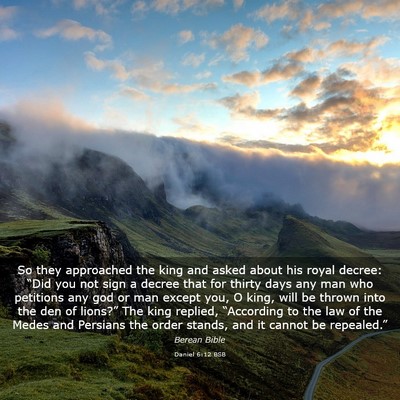 Picture 03 - Daniel 6:12 BSB - So they approached the king and asked about his - Bible Verse Picture