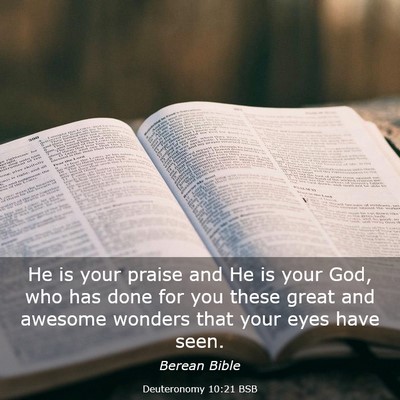 Picture 03 - Deuteronomy 10:21 BSB - He is your praise and He is your God, who has - Bible Verse Picture