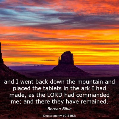 Picture 03 - Deuteronomy 10:5 BSB - and I went back down the mountain and placed the - Bible Verse Picture