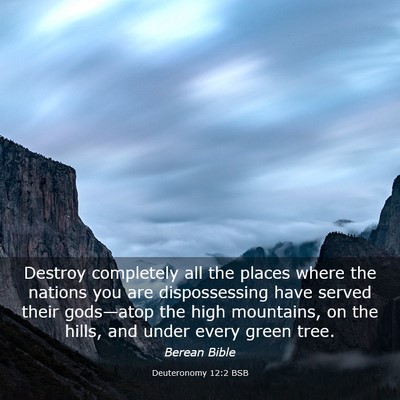 Picture 03 - Deuteronomy 12:2 BSB - Destroy completely all the places where the - Bible Verse Picture