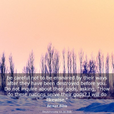 Picture 03 - Deuteronomy 12:30 BSB - be careful not to be ensnared by their ways after - Bible Verse Picture