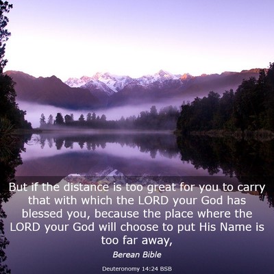Picture 03 - Deuteronomy 14:24 BSB - But if the distance is too great for you to carry - Bible Verse Picture