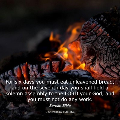 Picture 03 - Deuteronomy 16:8 BSB - For six days you must eat unleavened bread, and - Bible Verse Picture