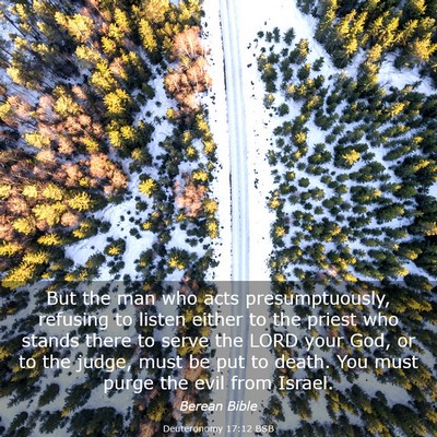 Picture 03 - Deuteronomy 17:12 BSB - But the man who acts presumptuously, refusing to - Bible Verse Picture