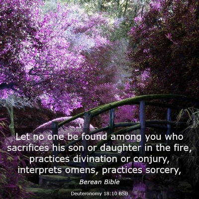 Picture 03 - Deuteronomy 18:10 BSB - Let no one be found among you who sacrifices his - Bible Verse Picture