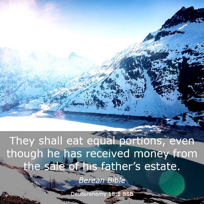 Picture 03 - Deuteronomy 18:8 BSB - They shall eat equal portions, even though he has - Bible Verse Picture
