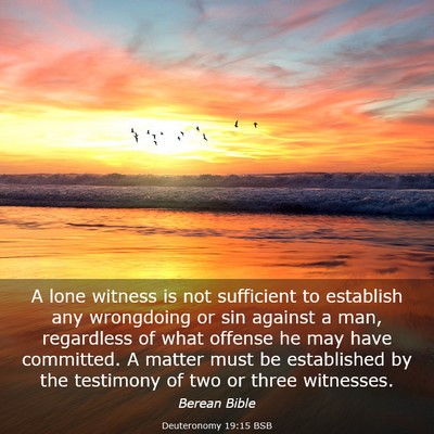 Picture 03 - Deuteronomy 19:15 BSB - A lone witness is not sufficient to establish any - Bible Verse Picture