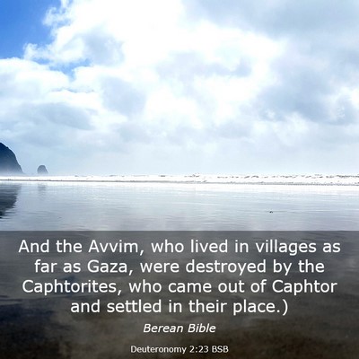 Picture 03 - Deuteronomy 2:23 BSB - And the Avvim, who lived in villages as far as - Bible Verse Picture