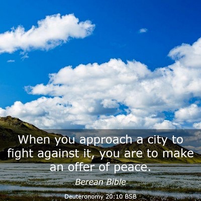 Picture 03 - Deuteronomy 20:10 BSB - When you approach a city to fight against it, you - Bible Verse Picture