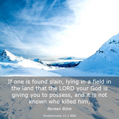 Picture 03 - Deuteronomy 21:1 BSB - If one is found slain, lying in a field in the - Bible Verse Picture