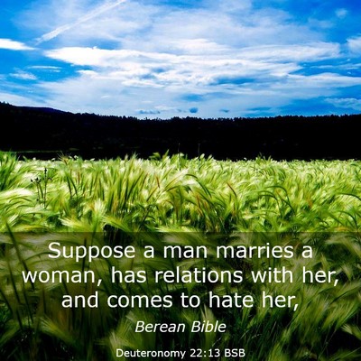 Picture 03 - Deuteronomy 22:13 BSB - Suppose a man marries a woman, has relations with - Bible Verse Picture