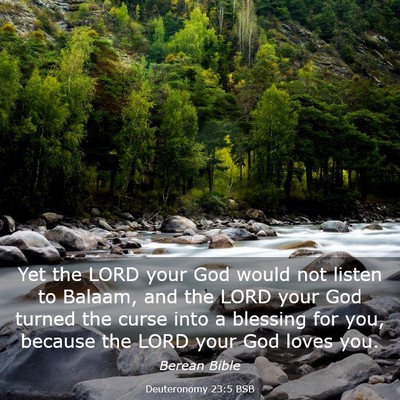 Picture 03 - Deuteronomy 23:5 BSB - Yet the LORD your God would not listen to Balaam, - Bible Verse Picture