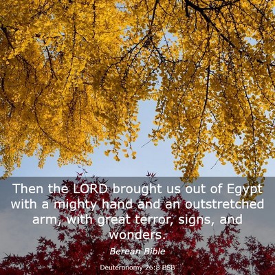 Picture 03 - Deuteronomy 26:8 BSB - Then the LORD brought us out of Egypt with a - Bible Verse Picture