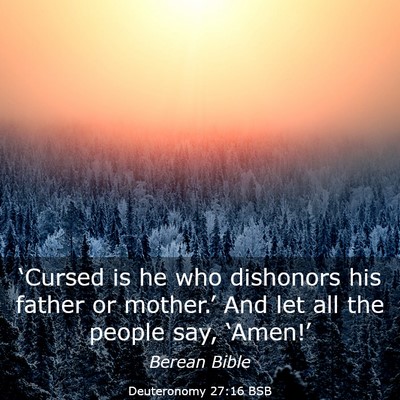 Picture 03 - Deuteronomy 27:16 BSB - ‘Cursed is he who dishonors his father or - Bible Verse Picture
