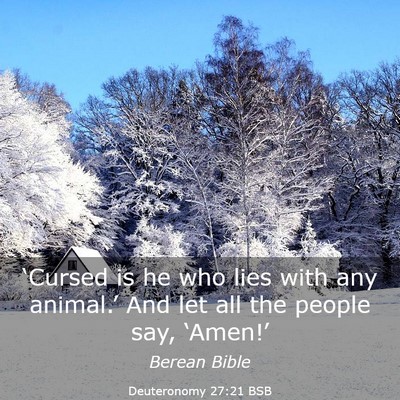Picture 03 - Deuteronomy 27:21 BSB - ‘Cursed is he who lies with any animal.’ And - Bible Verse Picture