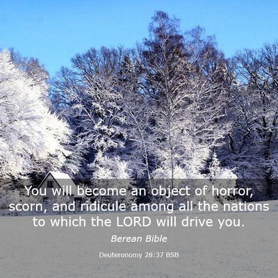 Picture 03 - Deuteronomy 28:37 BSB - You will become an object of horror, scorn, and - Bible Verse Picture