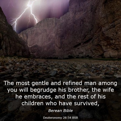 Picture 03 - Deuteronomy 28:54 BSB - The most gentle and refined man among you will - Bible Verse Picture