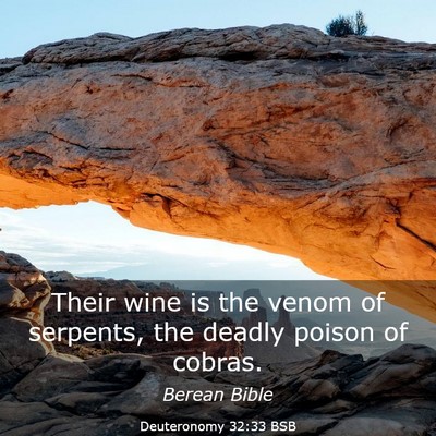 Picture 03 - Deuteronomy 32:33 BSB - Their wine is the venom of serpents, the deadly - Bible Verse Picture