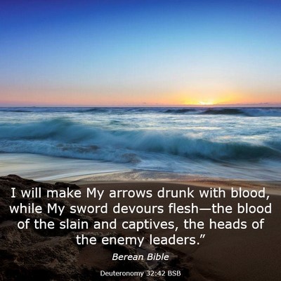 Picture 03 - Deuteronomy 32:42 BSB - I will make My arrows drunk with blood, while My - Bible Verse Picture