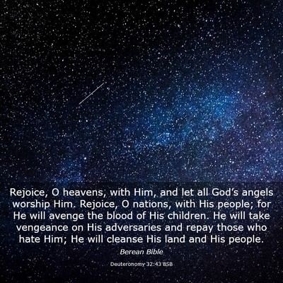 Picture 03 - Deuteronomy 32:43 BSB - Rejoice, O heavens, with Him, and let all God’s - Bible Verse Picture