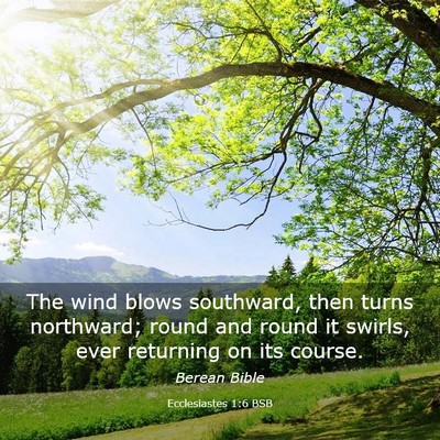 Picture 03 - Ecclesiastes 1:6 BSB - The wind blows southward, then turns northward; - Bible Verse Picture