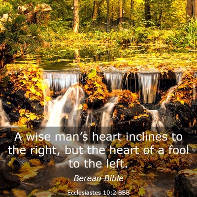 Picture 03 - Ecclesiastes 10:2 BSB - A wise man’s heart inclines to the right, but - Bible Verse Picture
