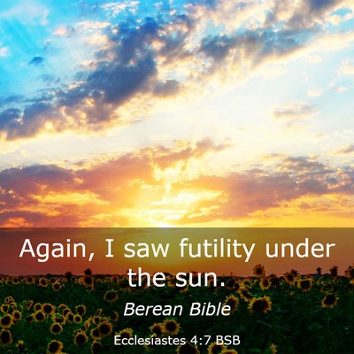 Picture 03 - Ecclesiastes 4:7 BSB - Again, I saw futility under the - Bible Verse Picture