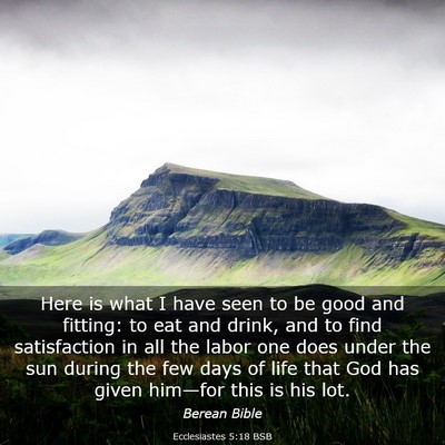 Picture 03 - Ecclesiastes 5:18 BSB - Here is what I have seen to be good and fitting: - Bible Verse Picture
