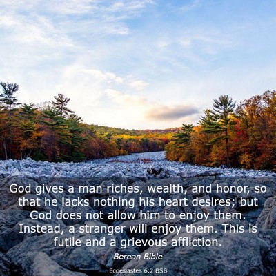 Picture 03 - Ecclesiastes 6:2 BSB - God gives a man riches, wealth, and honor, so - Bible Verse Picture