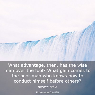 Picture 03 - Ecclesiastes 6:8 BSB - What advantage, then, has the wise man over the - Bible Verse Picture