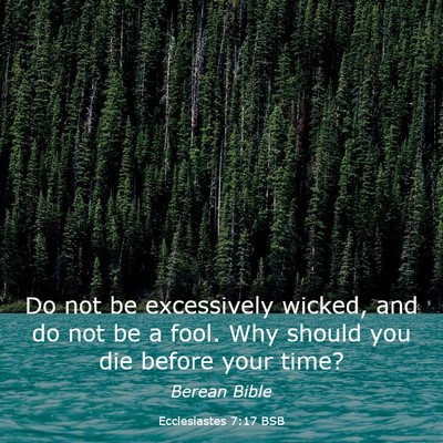 Picture 03 - Ecclesiastes 7:17 BSB - Do not be excessively wicked, and do not be a - Bible Verse Picture
