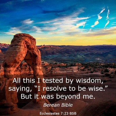 Picture 03 - Ecclesiastes 7:23 BSB - All this I tested by wisdom, saying, “I resolve - Bible Verse Picture