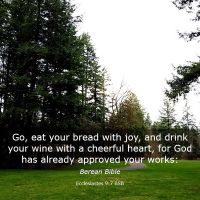Picture 03 - Ecclesiastes 9:7 BSB - Go, eat your bread with joy, and drink your wine - Bible Verse Picture
