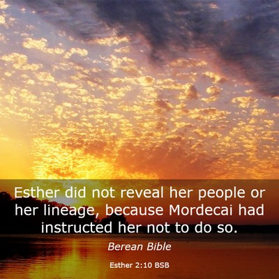 Picture 03 - Esther 2:10 BSB - Esther did not reveal her people or her lineage, - Bible Verse Picture