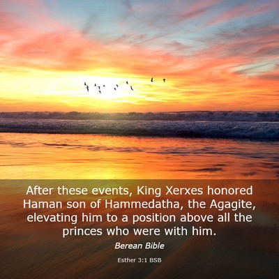 Picture 03 - Esther 3:1 BSB - After these events, King Xerxes honored Haman son - Bible Verse Picture