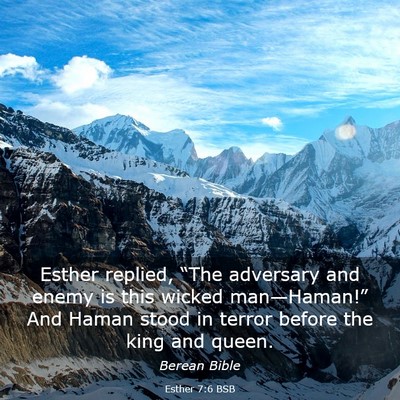Picture 03 - Esther 7:6 BSB - Esther replied, “The adversary and enemy is - Bible Verse Picture