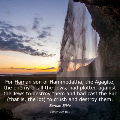 Picture 03 - Esther 9:24 BSB - For Haman son of Hammedatha, the Agagite, the - Bible Verse Picture