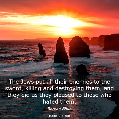 Picture 03 - Esther 9:5 BSB - The Jews put all their enemies to the sword, - Bible Verse Picture